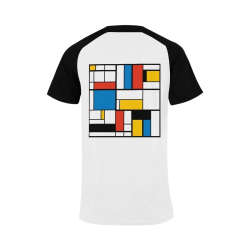 Mondrian De Stijl Modern Men's Raglan T-shirt (USA Size) (Model T11)