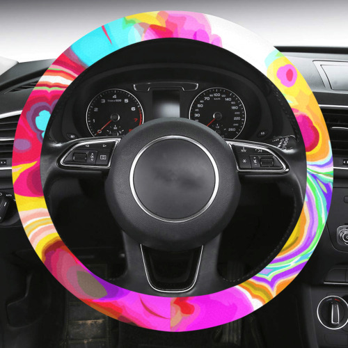 Funky Marble Acrylic Cellular Flowing Liquid Art Steering Wheel Cover with Anti-Slip Insert