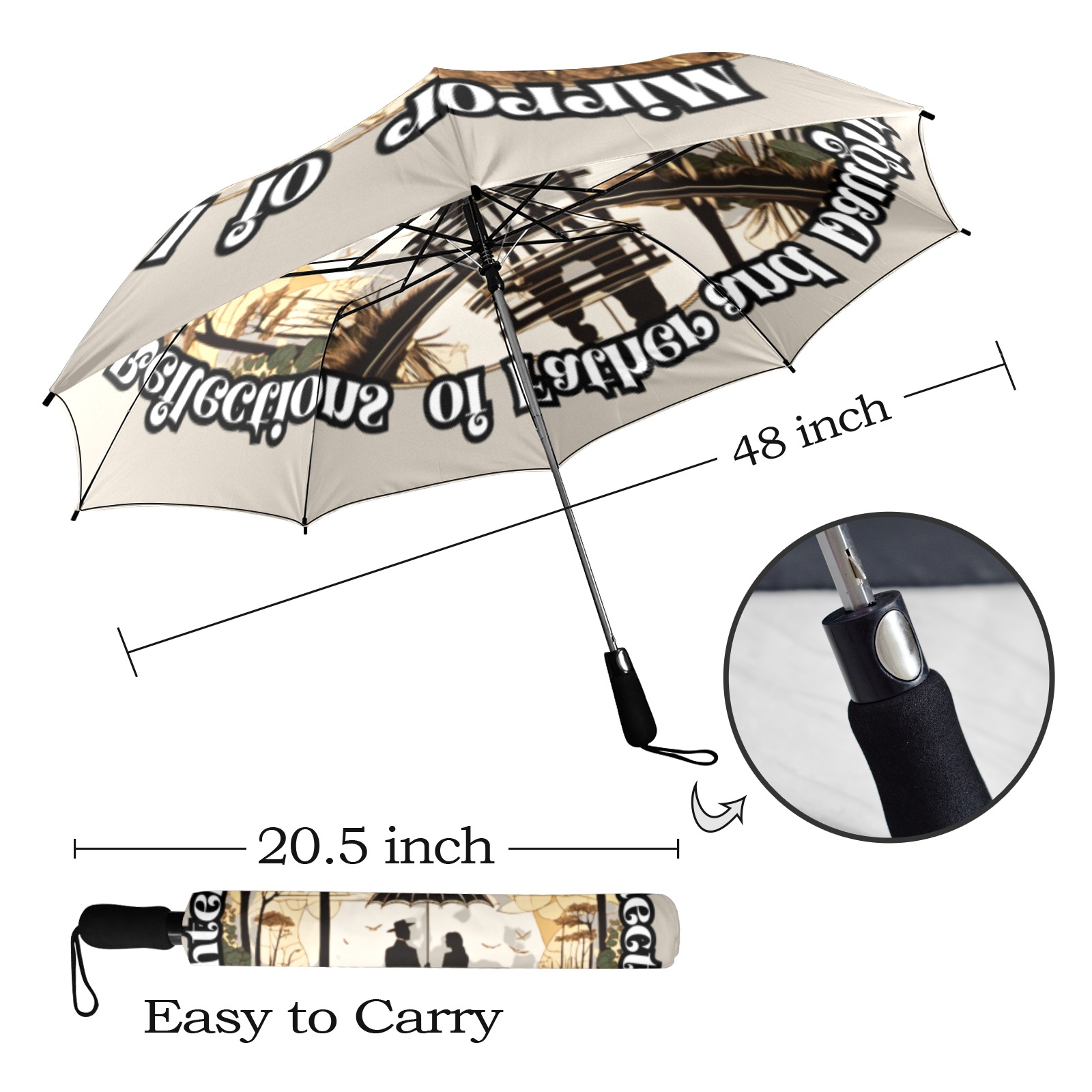 Mirror of Love Umbrella Semi-Automatic Foldable Umbrella (Model U12)