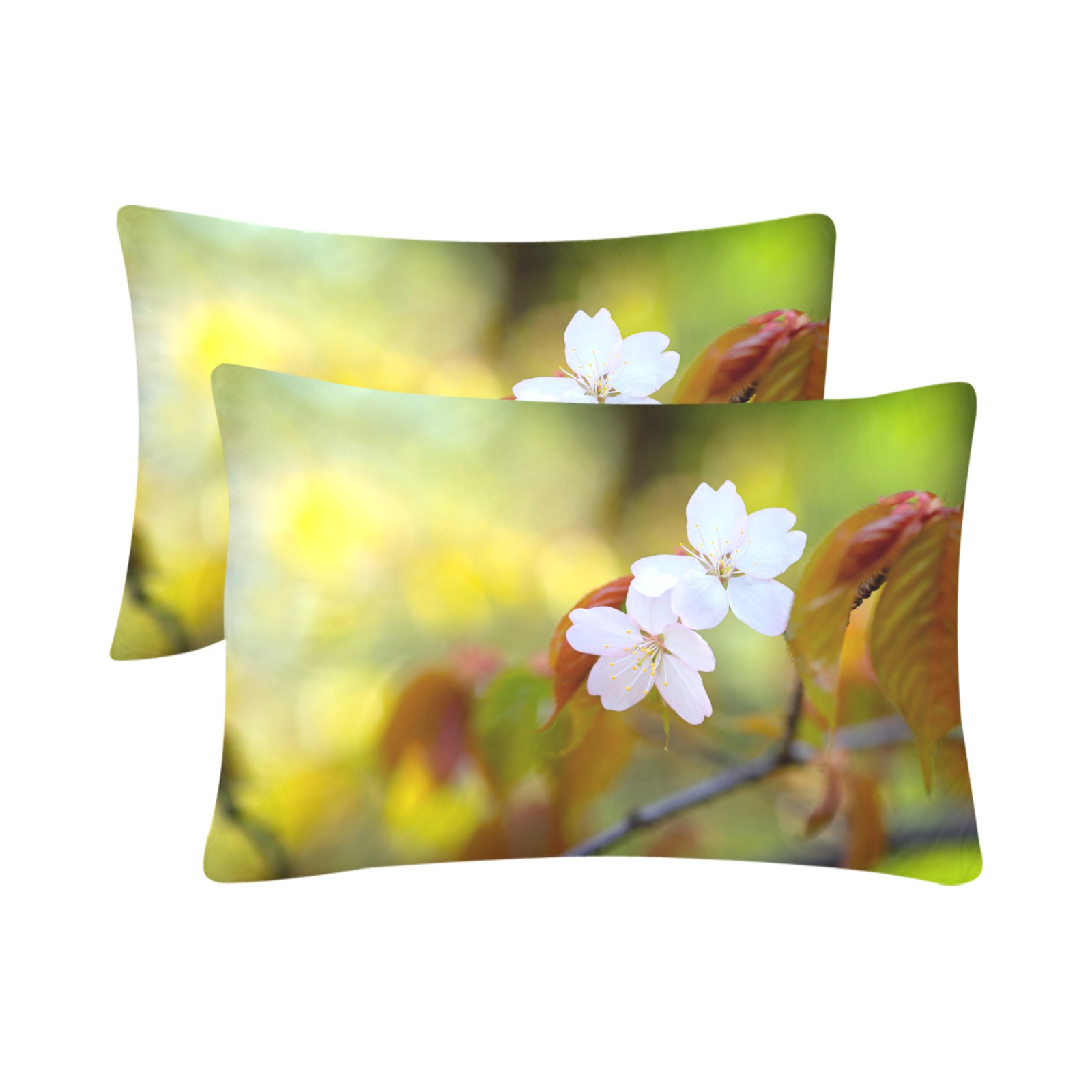 Two sakura cherry flowers, colorful background. Custom Pillow Case 20"x 30" (One Side) (Set of 2)