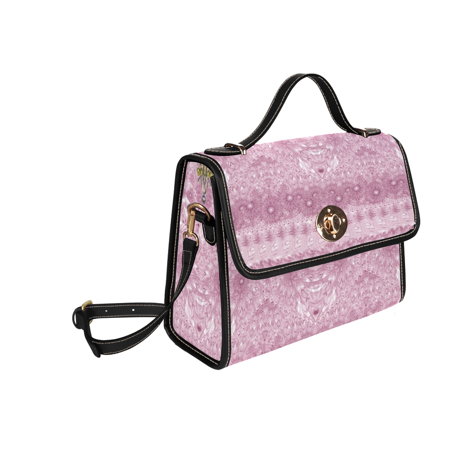 flowers and jewels baby pink Waterproof Canvas Bag-Black (All Over Print) (Model 1641)
