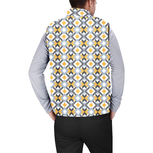 Retro Angles Abstract Geometric Pattern Men's Padded Vest Jacket (Model H44)
