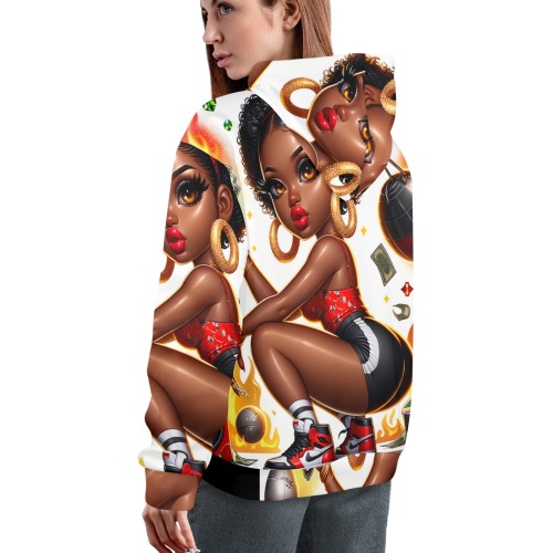 black hoodie Women's All Over Print Hoodie (Model H61)