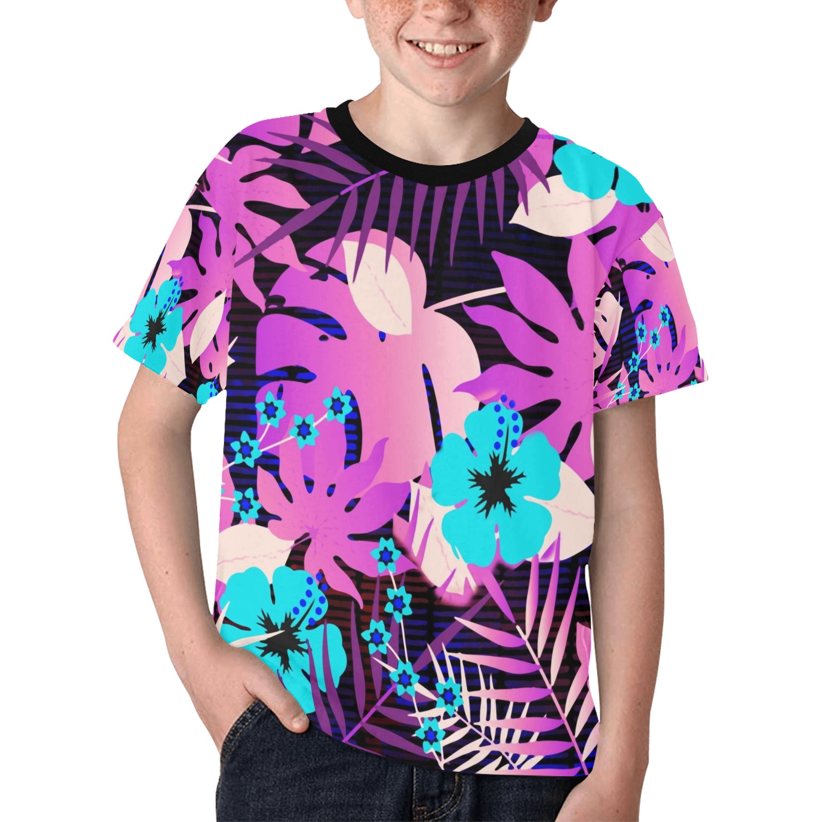 GROOVY FUNK THING FLORAL PURPLE Kids' All Over Print T-shirt (Model T65)