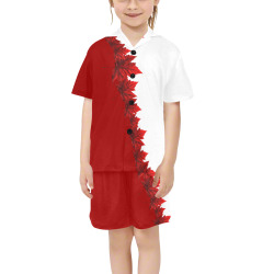 Canada Maple Leaf Little Girls' V-Neck Short Pajama Set