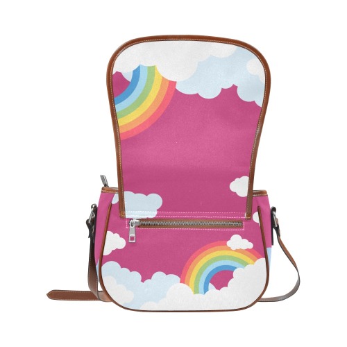 Plum Rainbow Clouds Saddle Bag Saddle Bag/Large (Model 1649)