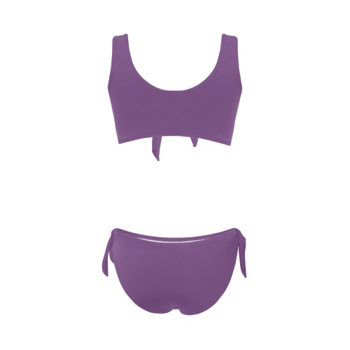 Daisy Woman's Swimwear Purple Plain Bow Tie Front Bikini Swimsuit (Model S38)