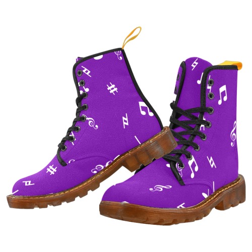 White Musical Notes purple Martin Boots For Men Model 1203H