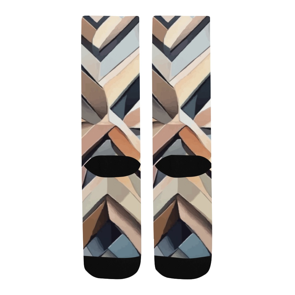 Geometric abstract flower. Soft beige colors Men's Custom Socks