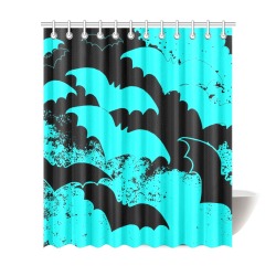 Black Bats In Flight Teal Shower Curtain 72"x84"