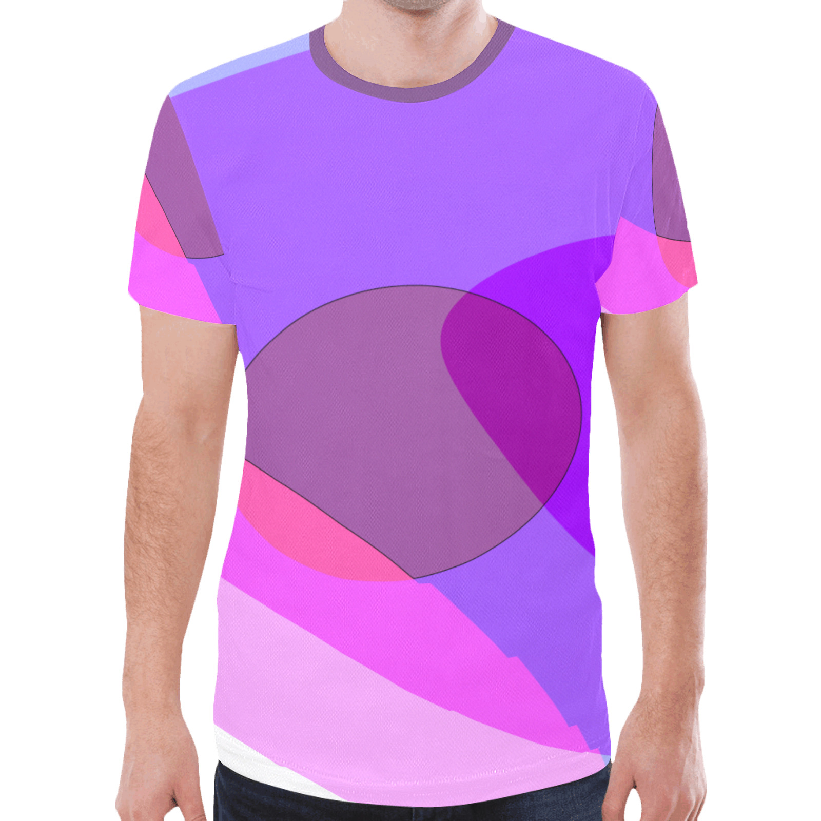 Purple Retro Groovy Abstract 409 New All Over Print T-shirt for Men (Model T45)