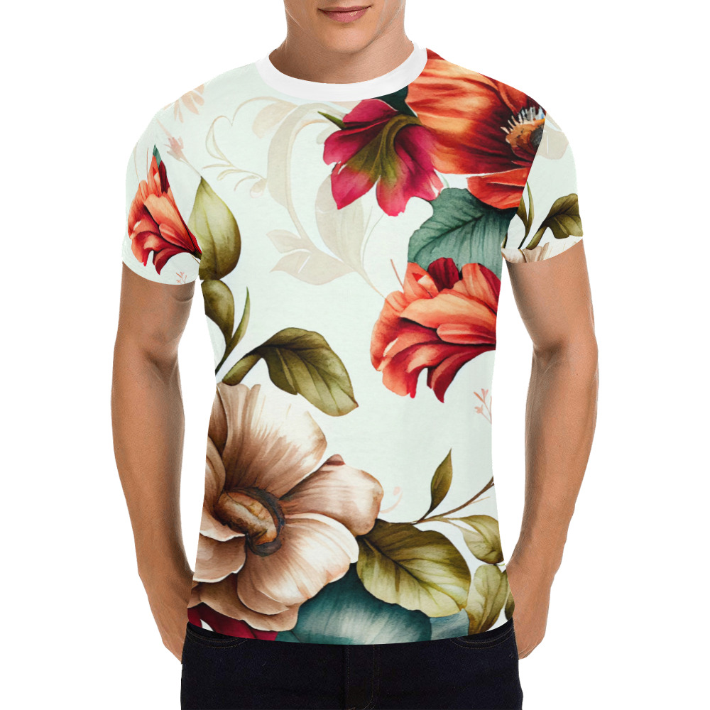 flowers botanic art (4) all over print tshirt All Over Print T-Shirt for Men (USA Size) (Model T40)