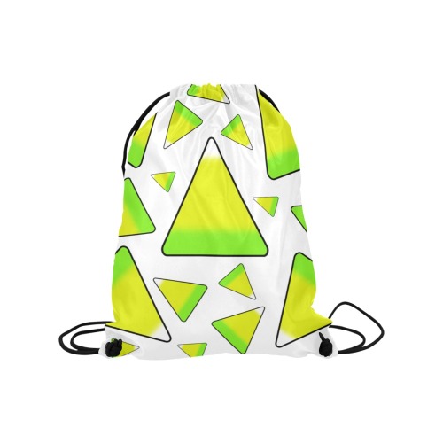 Candy Corn in Green and Yellow Medium Drawstring Bag Model 1604 (Twin Sides) 13.8"(W) * 18.1"(H)