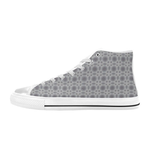 Little white floral fallen to the rural pattern Women's Classic High Top Canvas Shoes (Model 017)