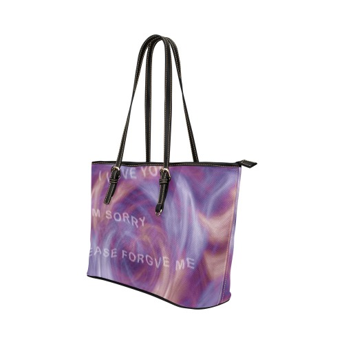 Ho'oponopono Purple Smoke Leather Tote Bag/Small (Model 1651)