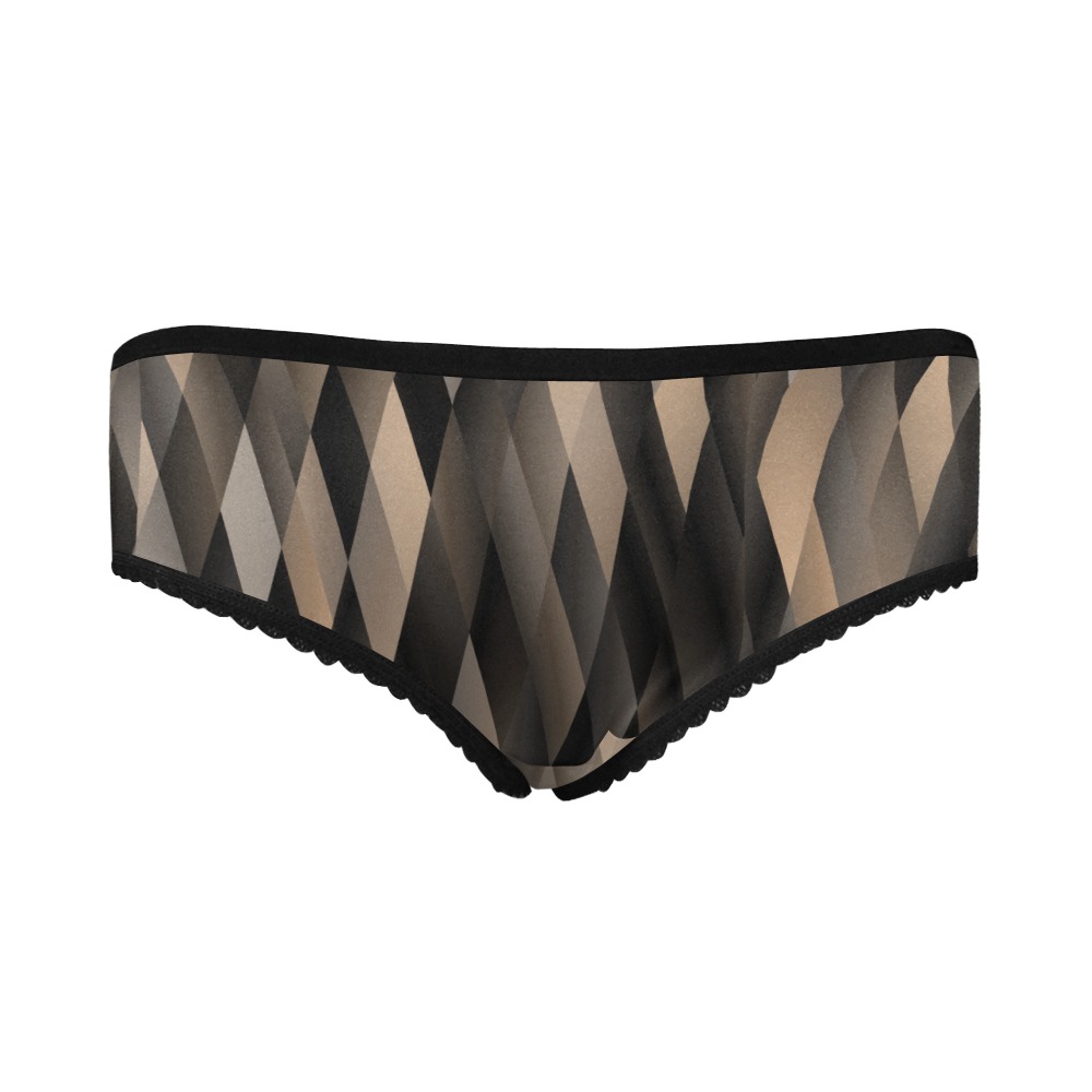 Camel Color and Black Harlequin Geometric Women's All Over Print Classic Briefs (Model L13)