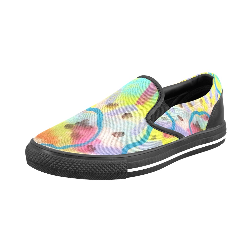 Funky Abstract Art for Your Feet Women's Slip-on Canvas Shoes (Model 019)