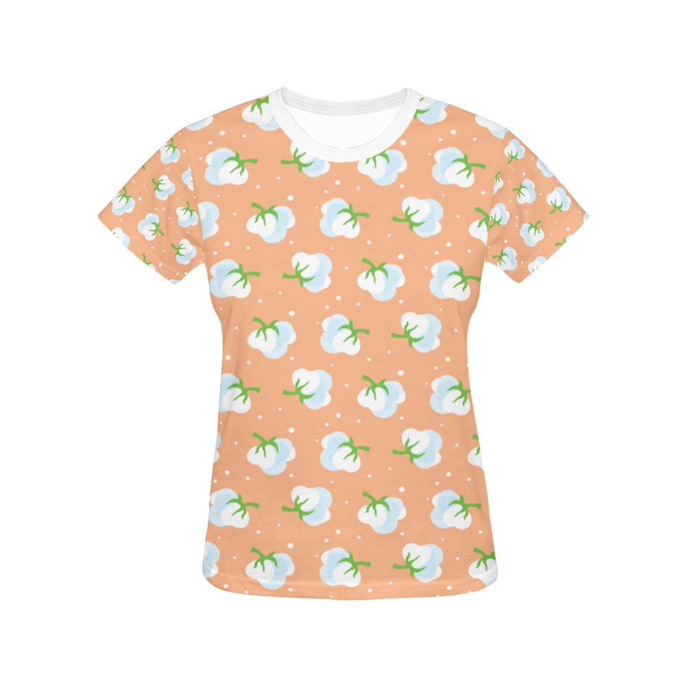 Orange cotton pattern All Over Print T-Shirt for Women (USA Size) (Model T40)