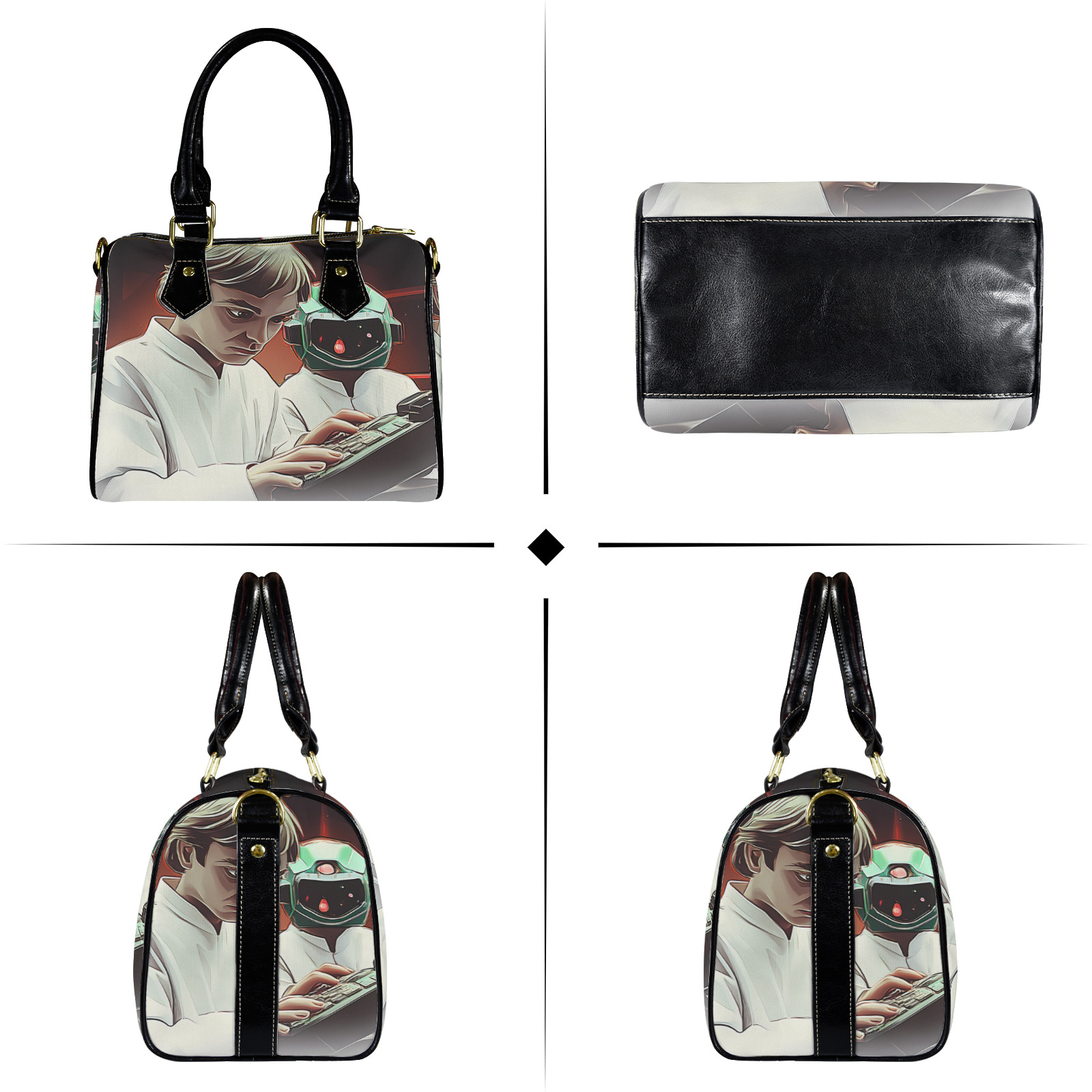 Cosmic Collaboration Boston Handbag-Black Handle (Model 1746)