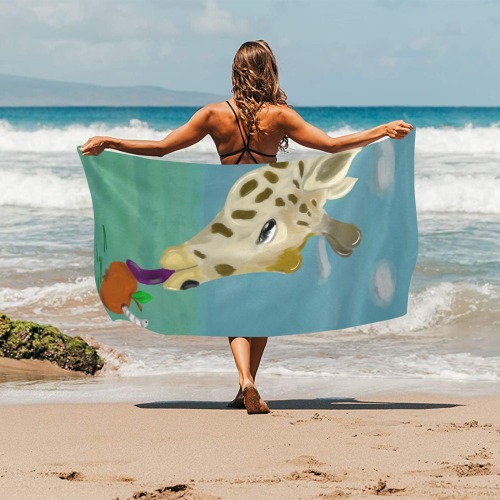 Giraffe and worm Beach Towel 30"x 60"