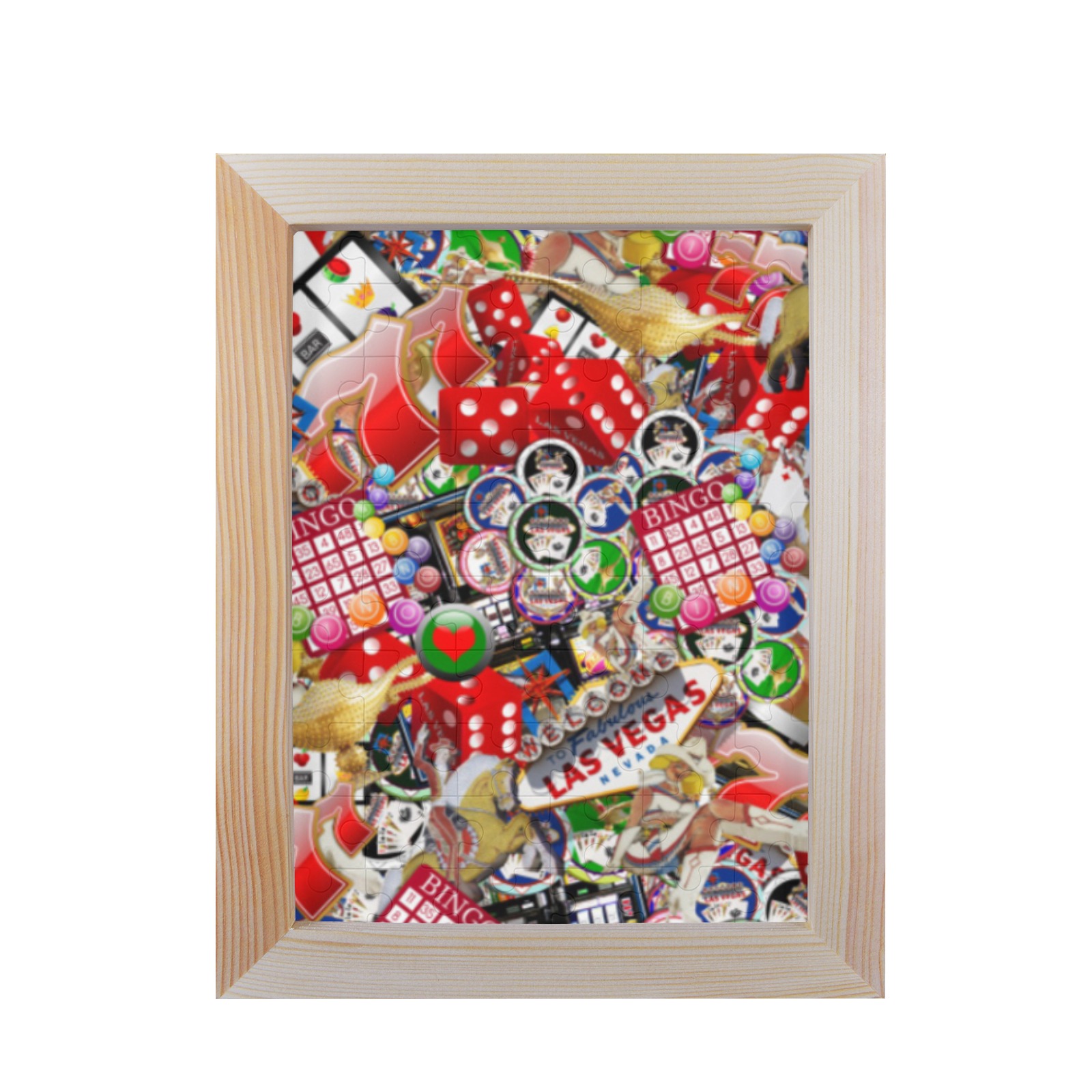 Gamblers Delight - Las Vegas Icons 60-Piece Puzzle Frame 7"x 9"