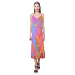 Mandala Collection V-Neck Open Fork Long Dress(Model D18)