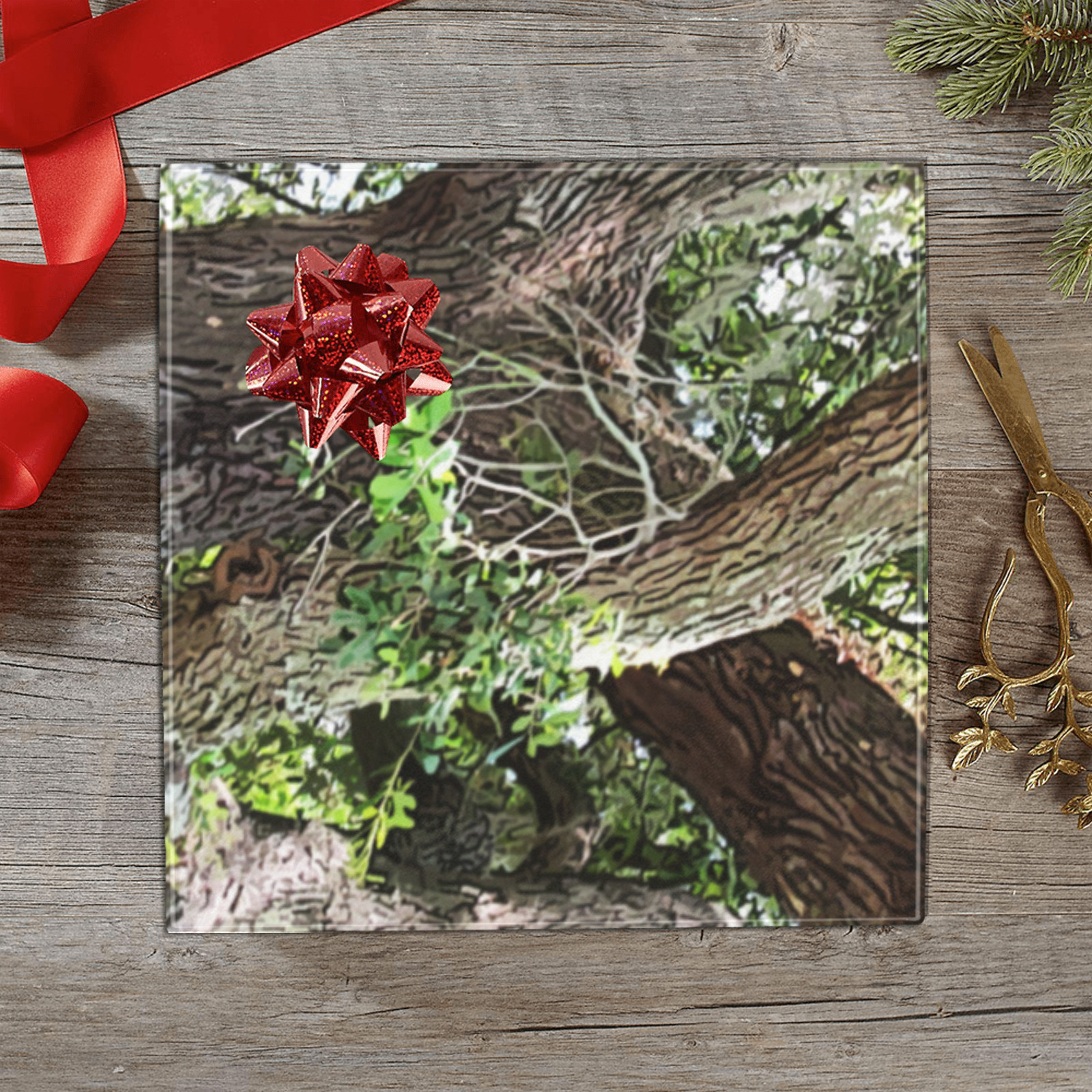 Oak Tree In The Park 7659 Stinson Park Jacksonville Florida Gift Wrapping Paper 58"x 23" (2 Rolls)