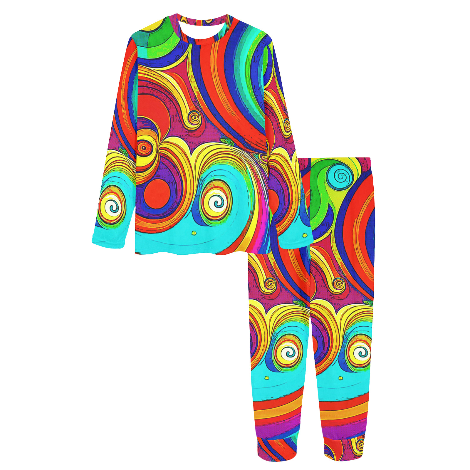 Colorful Groovy Rainbow Swirls Women's All Over Print Pajama Set
