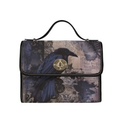 Gothic Raven Satchel Handbag Waterproof Canvas Bag-Black (All Over Print) (Model 1641)