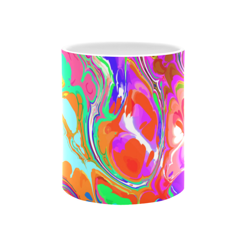 Psychedelic Abstract Marble Artistic Dynamic Paint Art White Mug(11OZ)