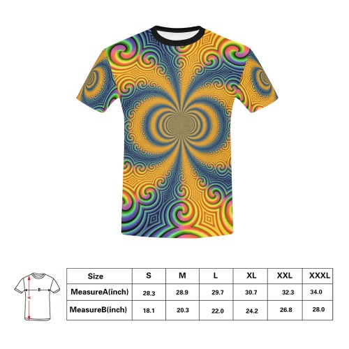 Psychedelic All Over Print T-Shirt for Men (USA Size) (Model T40)