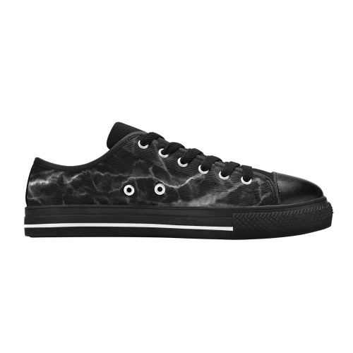 Black marble texture Women's Classic Canvas Shoes (Model 018)