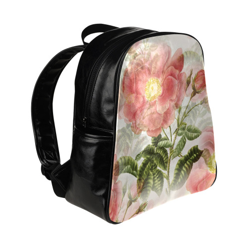 Vintage Red Rose Garden Pattern Multi-Pockets Backpack (Model 1636)