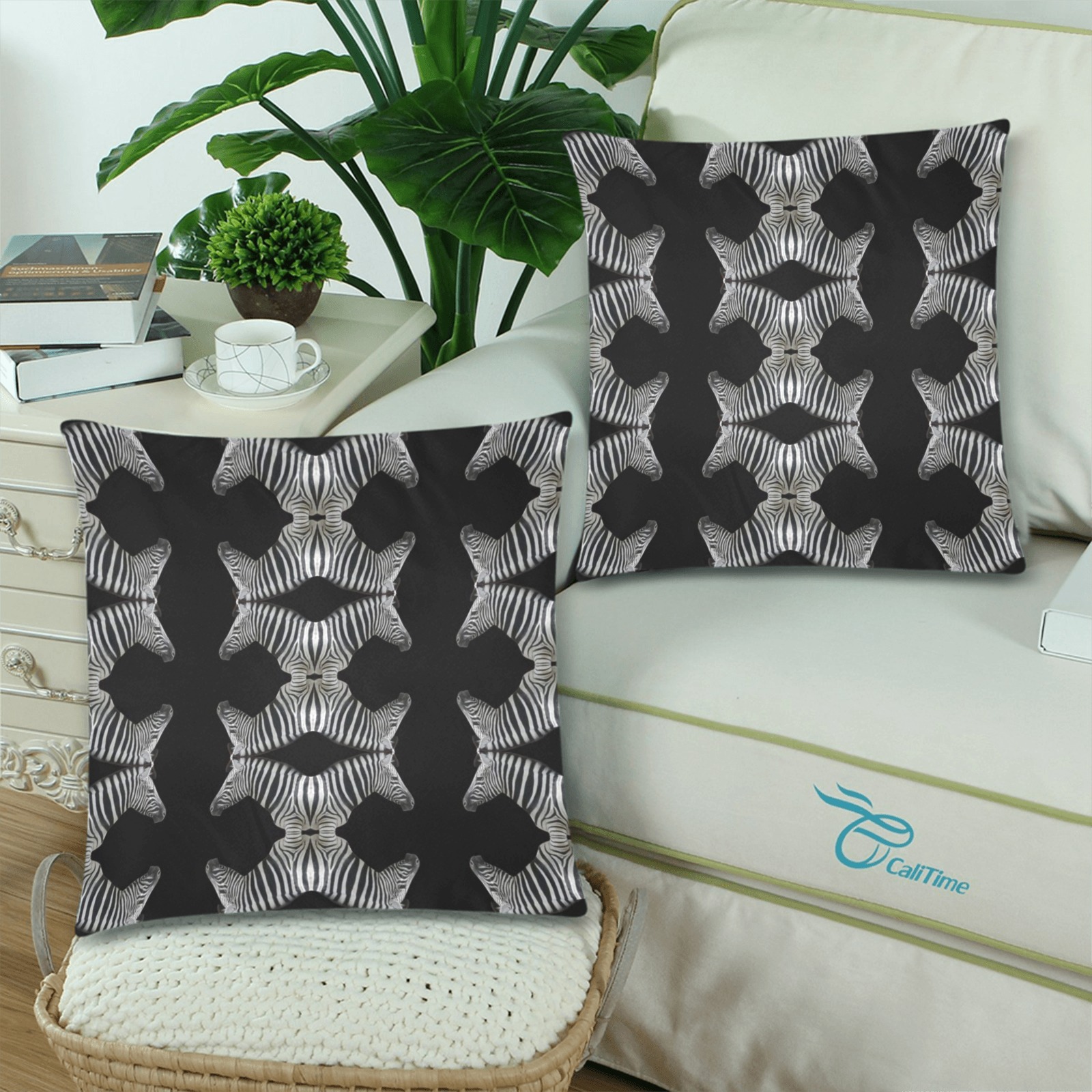 Zebras Custom Zippered Pillow Cases 18"x 18" (Twin Sides) (Set of 2)