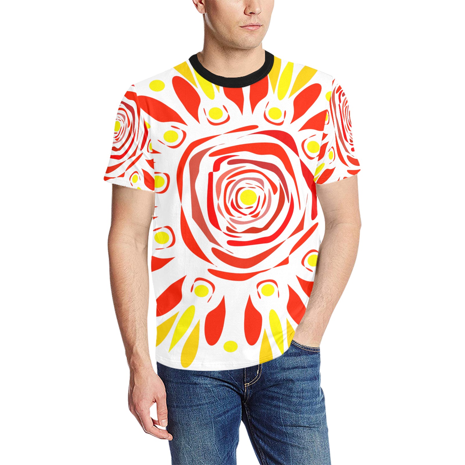 imperfect bloom2 Men's All Over Print T-Shirt (Solid Color Neck) (Model T63)