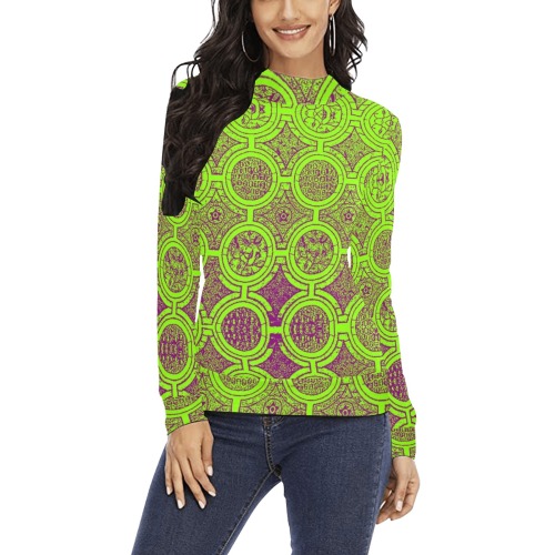 AFRICAN PRINT PATTERN 2 Women's All Over Print Mock Neck Sweatshirt (Model H43)