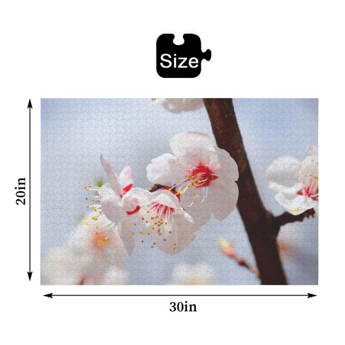 Purity and tenderness of Japanese apticot flowers. 1000-Piece Wooden Jigsaw Puzzle (Horizontal)