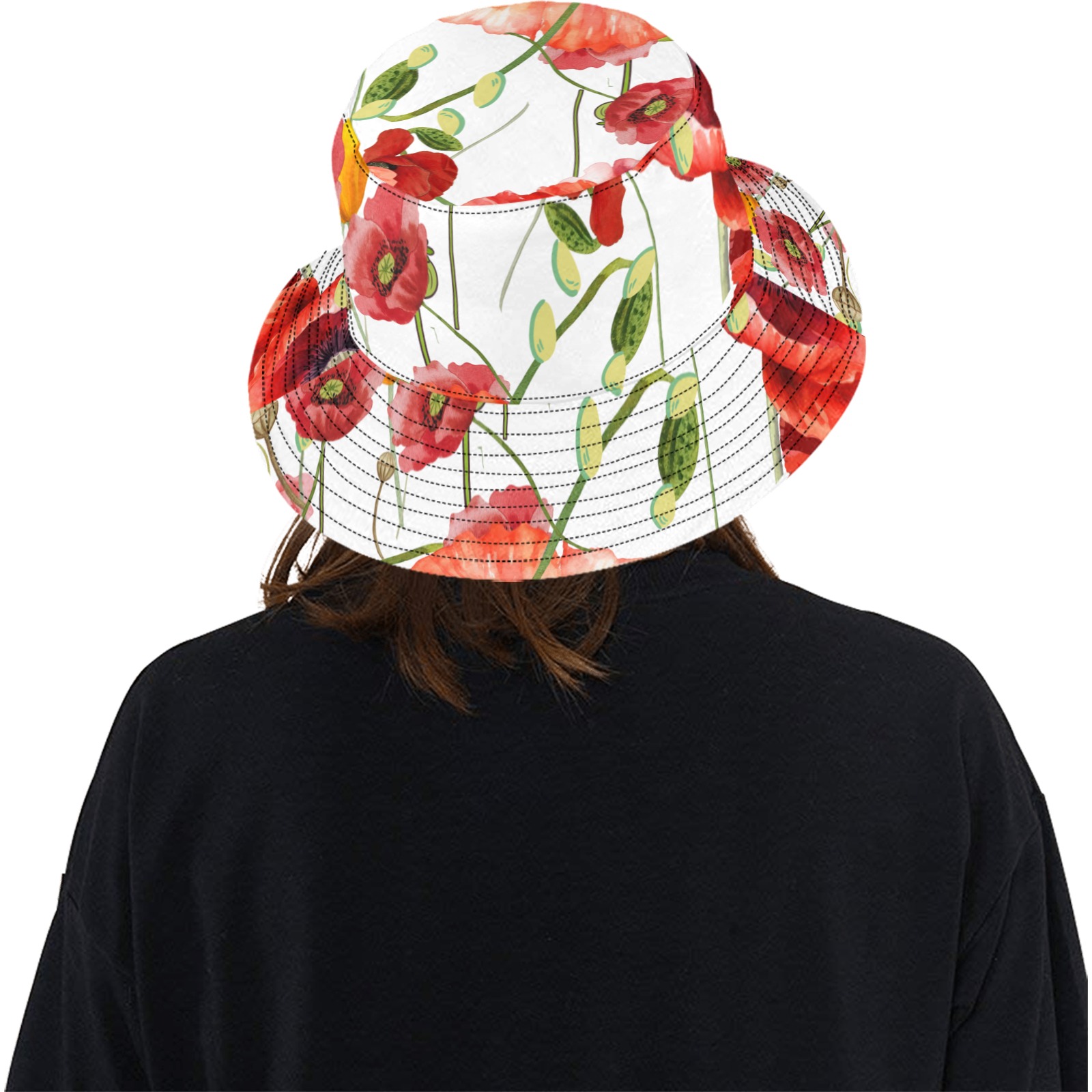Poppy and Pods Bucket Hat Unisex Summer Bucket Hat