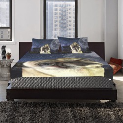 Dog Pug and Moon 3-Piece Bedding Set