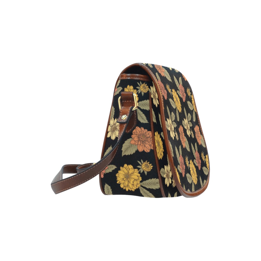 Dahlias Saddle Bag/Small (Model 1649) Full Customization