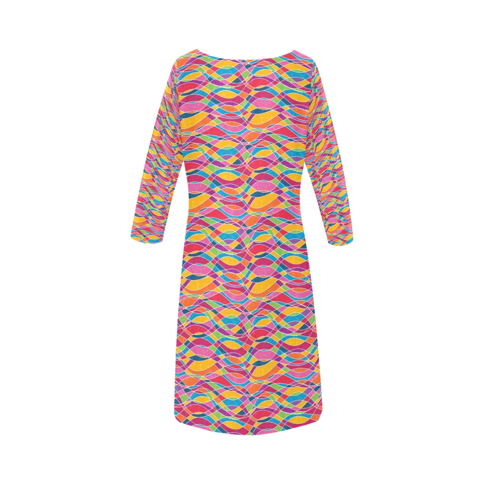 Funky Abstract Rhea Loose Round Neck Dress(Model D22)