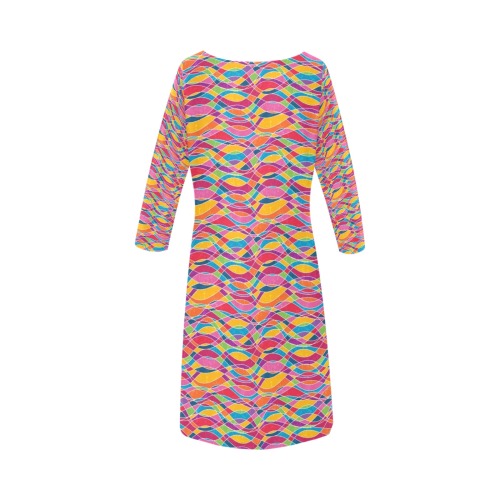 Funky Abstract Rhea Loose Round Neck Dress(Model D22)