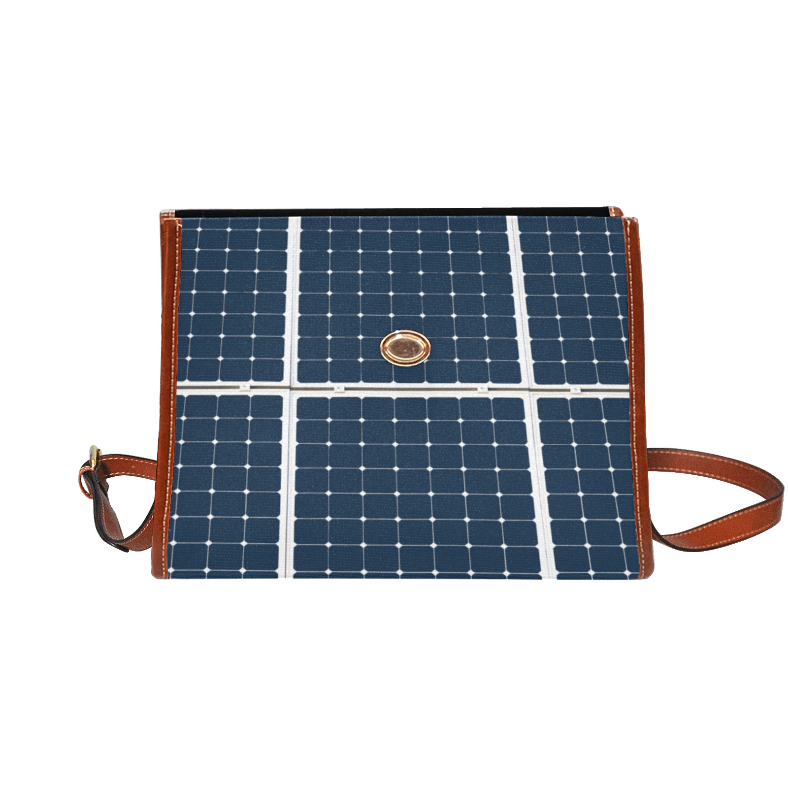 Solar Technology Power Panel Image Cell Energy Waterproof Canvas Bag-Brown (All Over Print) (Model 1641)