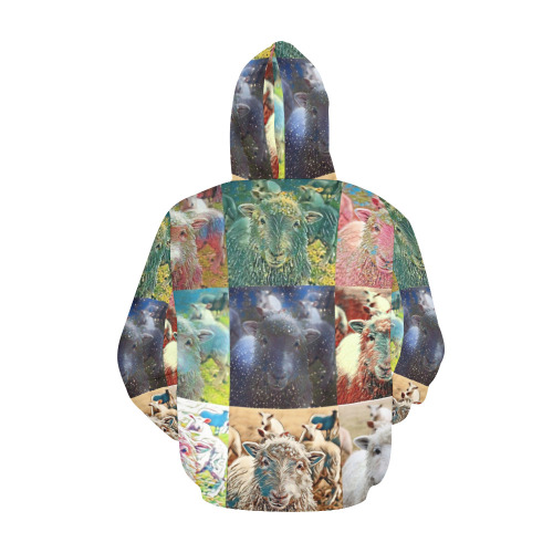 Sheep With Filters Collage All Over Print Hoodie for Women (USA Size) (Model H13)