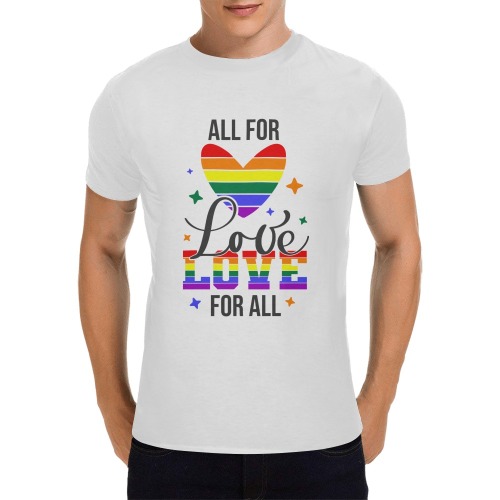 All For Love Love For All (White) Men's T-Shirt in USA Size (Front Printing Only)
