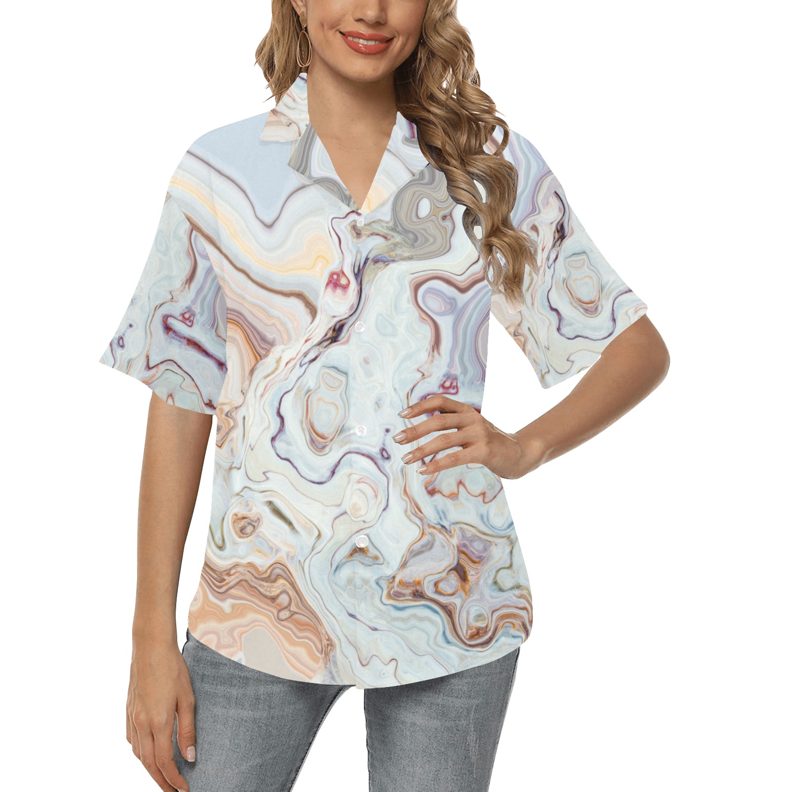 Abstract_art_008 All Over Print Hawaiian Shirt for Women (Model T58)