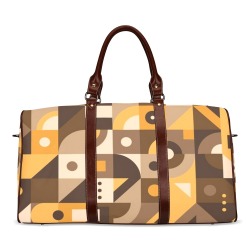 Geo Abstract Shapes - Brown Waterproof Travel Bag/Large (Model 1639)