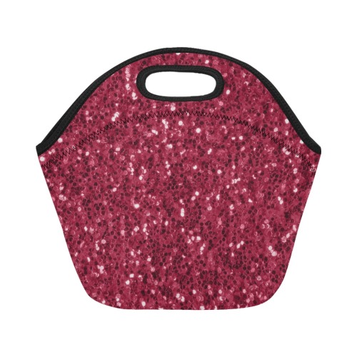 Magenta dark pink red faux sparkles glitter Neoprene Lunch Bag/Small (Model 1669)