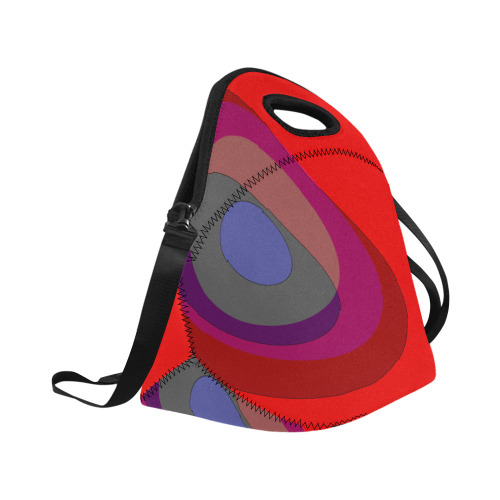 Red Abstract 714 Neoprene Lunch Bag/Large (Model 1669)