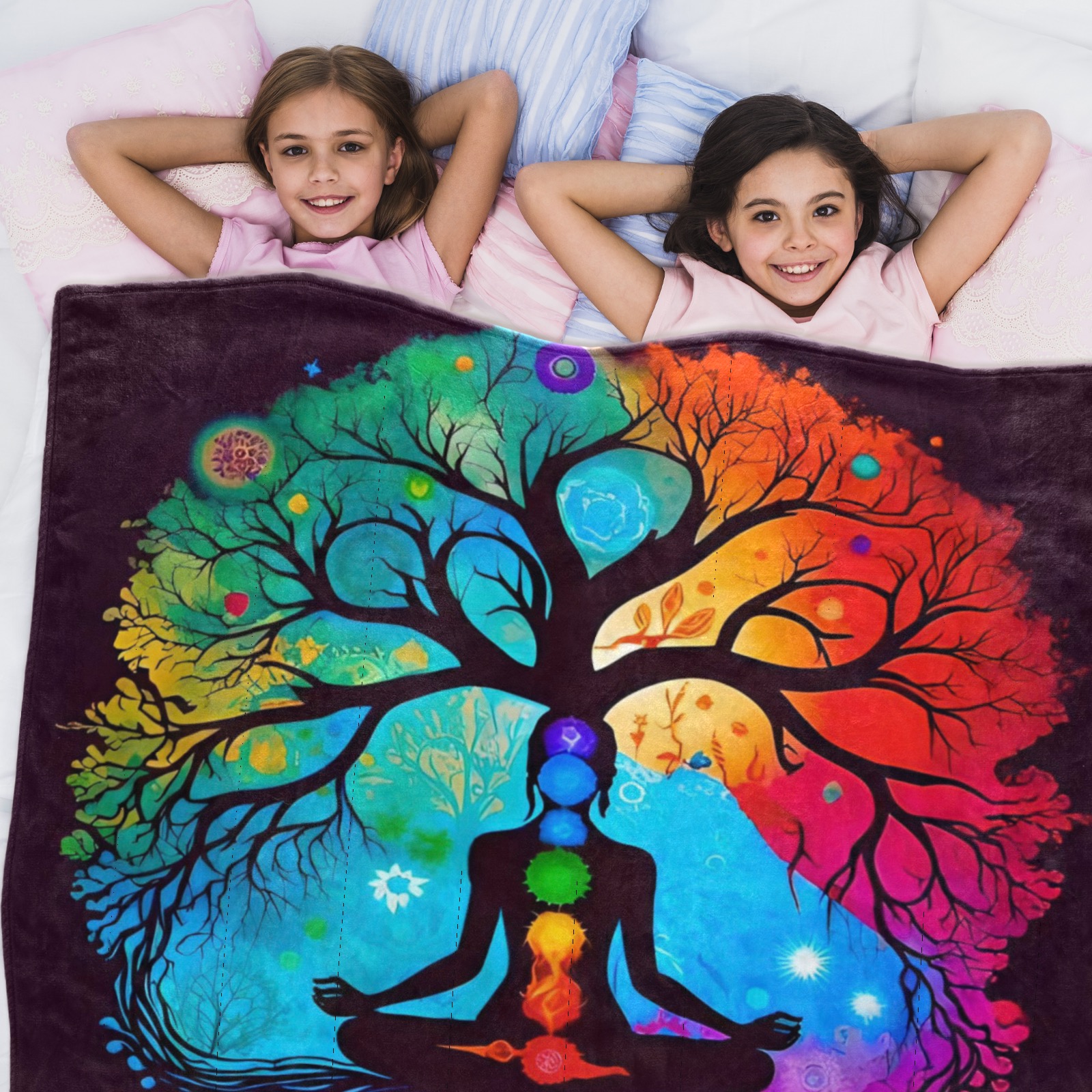 Chakra tree of life Ultra-Soft Micro Fleece Blanket 60"x50"